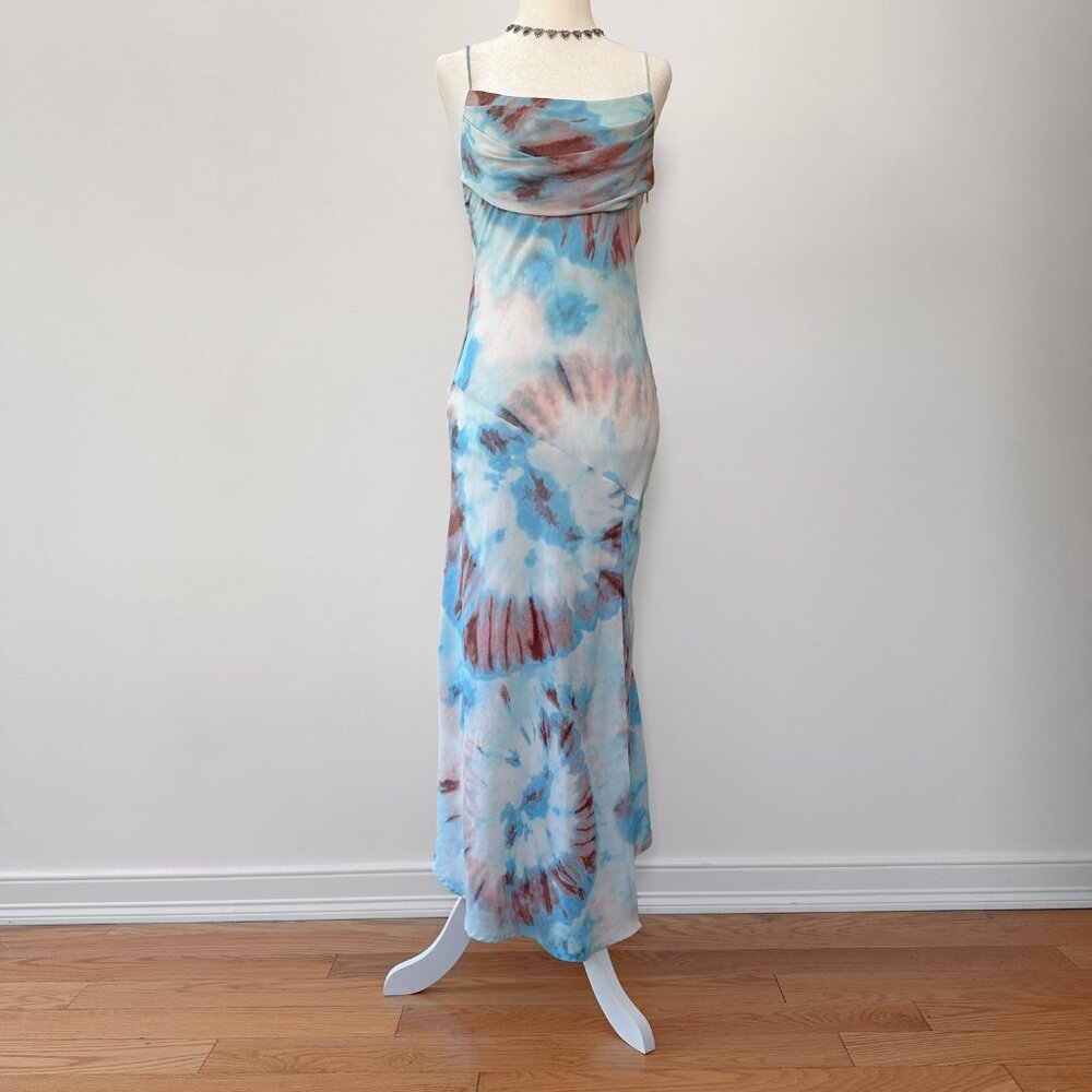 Petal & Pup blue/brown tie-dye midi slip dress